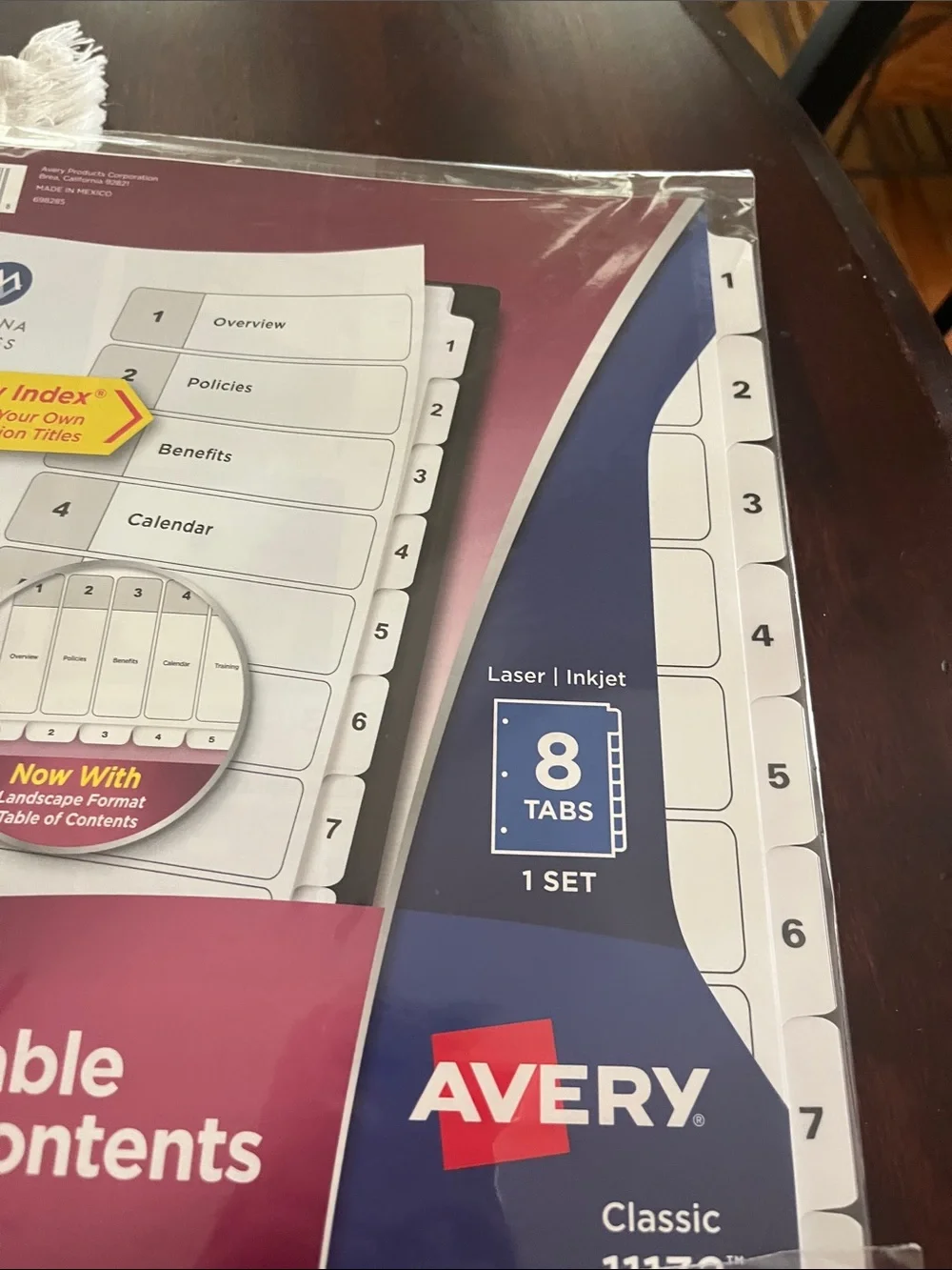 Avery durable table of contents dividers